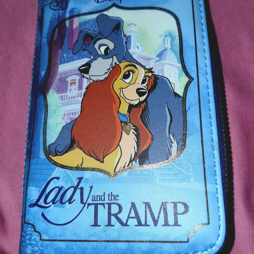 Disney Loungfly Lady and the Tramp Blue Wallet Zip Closure NEW - Picture 2 of 3